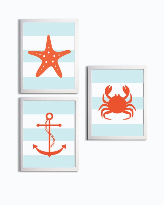 Nursery Art Chevron Beach Ocean Sea Light Blue by ZeppiPrints