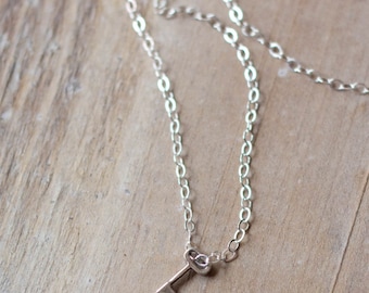 Tiny Key Necklace - Sterling Silver - Mini Key Necklace - Layering Necklace - Everyday Necklace