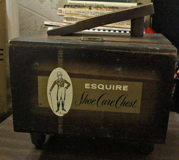 Vintage Esquire Shoe Care Chest Wooden Chest