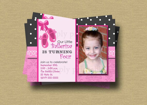 Ballerina Birthday Invitation with Photo Il_570xn