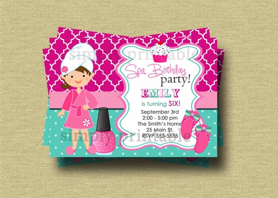 Spa Invitation Birthday (Printable) Il_570xn