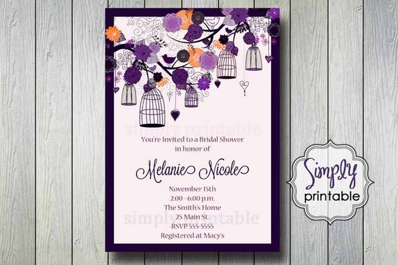 Purple Orange Birdcage Shower Invitation Il_570xn