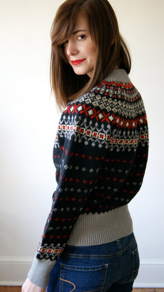 50s Nordic Sweater. Vintage Abercrombie and Fitch Scandinavian
