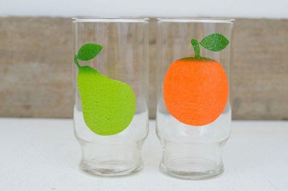 Vintage Fruit Drinking Glasses by VintageRescuer on Etsy