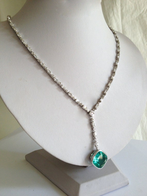 Vintage Aquamarine And Diamond Estate Jewelry Necklace