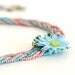 Bohemian Jewelry/ Braided Necklace/ Crochet Lace Necklace/ Lace Flower Oya/ Powder Pink Mint/ Cottage Style/ Fiber Art