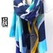 Hand Painted Silk Shawl Scarf, Blue Hawaii Silk Shawl, Blue Silk Shawl. Silk Crepe. French Silk Dye. 43x74 in.