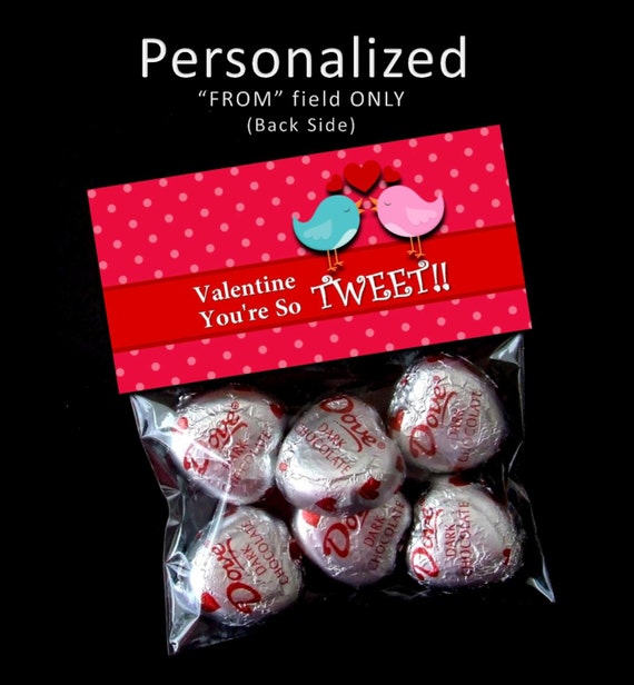 Printable- Personalized - Valentine Treat Bag Toppers - TWEET Valentine's Day - Birdies Il_570xn