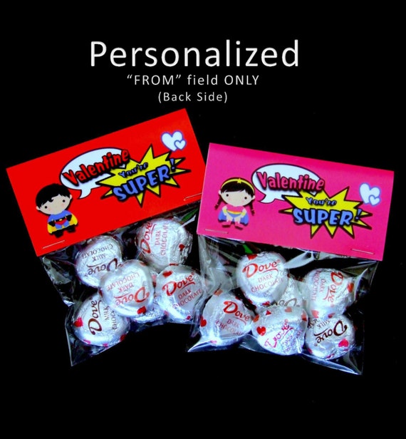 Printable Valentine Treat Bag Toppers - You're Super - Superhero - SupeGirl - Boy & Girl Il_570xn