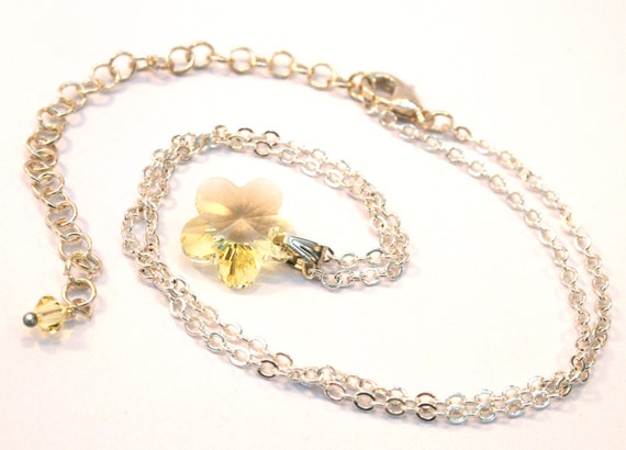 Bridal Jewellery UK, Swarovski crystal pendant necklace, yellow necklace, uk sellers