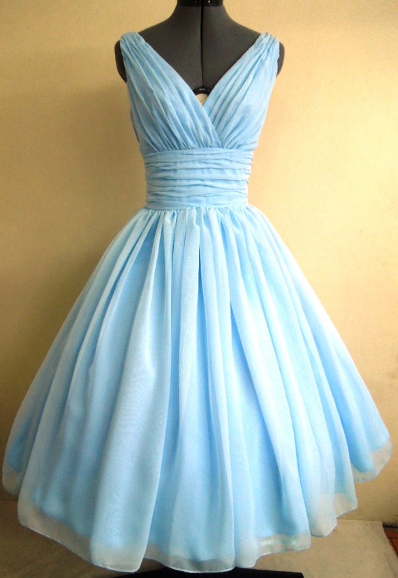 50s style dress simple and elegant. Light kky blue by elegance50s