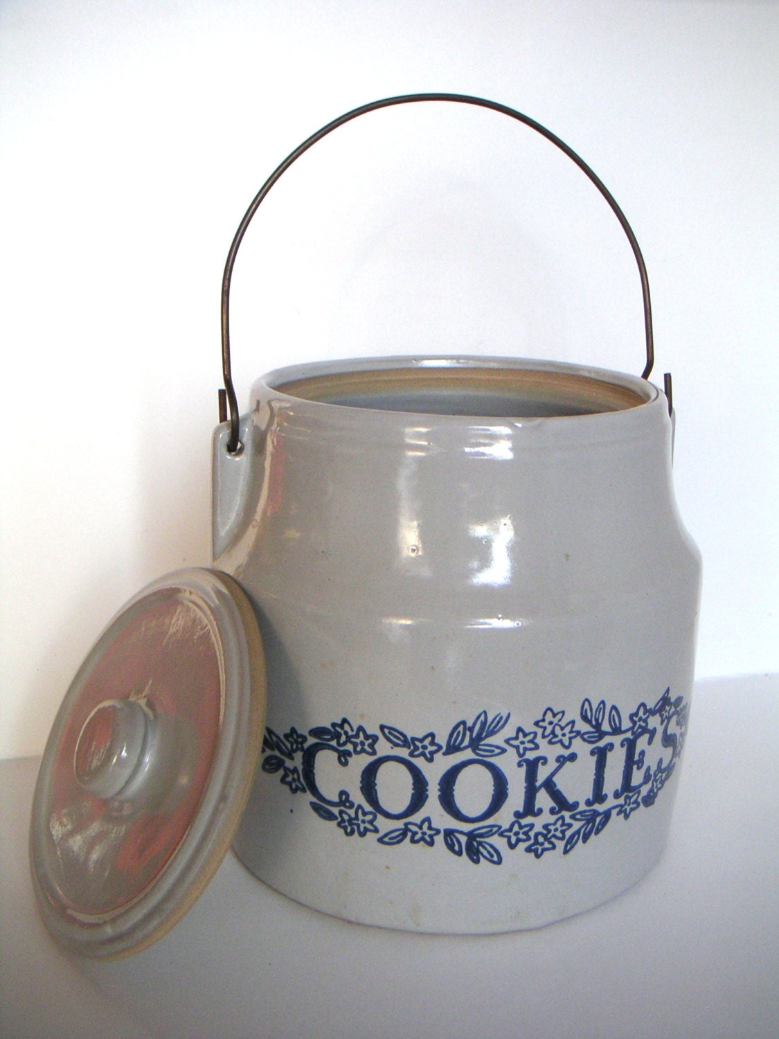 Antique Stoneware Cookie Jar by Monmouth Pottery. Maple Leaf
