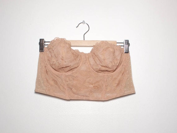 nude lace bustier size 38c by huntergatherershop on Etsy