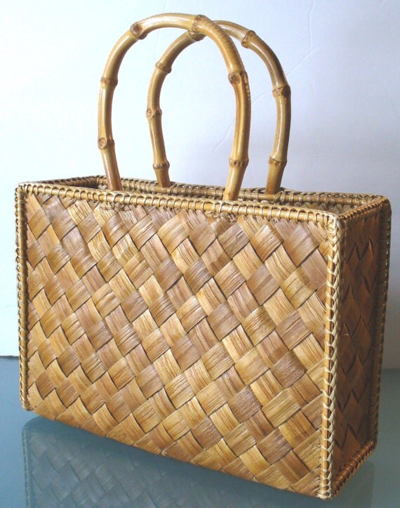 Lois Hill Ratten  Bamboo Small Woven Tote Bag