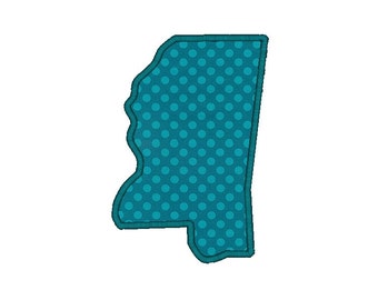 Mississippi State Shape Applique Machine Embroidery Designs-INSTANT DOWNLOAD