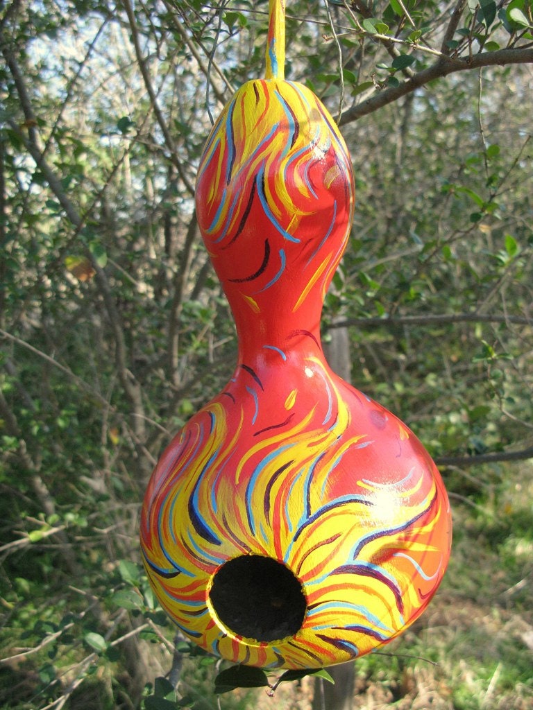 Hand Painted Birdhouse Gourd