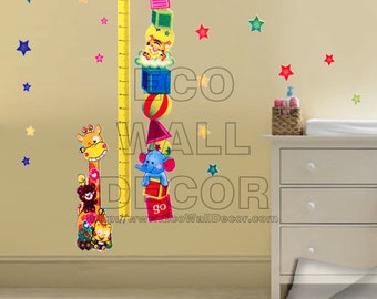 PEEL and STICK Removable Vinyl Wall Sticker Mural Decal Art - Animals Height Measurement Growth Chart