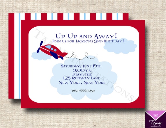 Printable Airplane Birthday Invitation with Printable Back- Great for Showers too Il_570xn