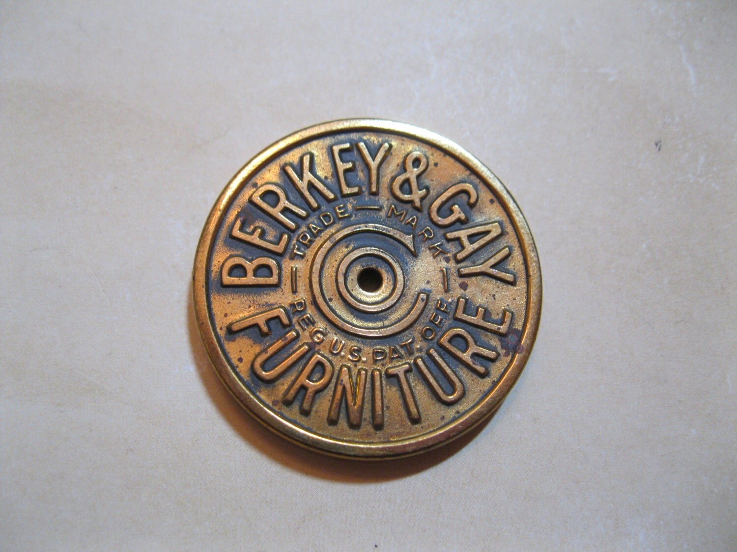 Berkey and Gay Furniture Brass Label Button