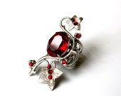 Red Swarovski Statement Ring - Women Fantasy  Gothic Ring Jewelry -
