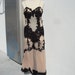 Vintage evening gown,black lace and skin color fabric.Couture