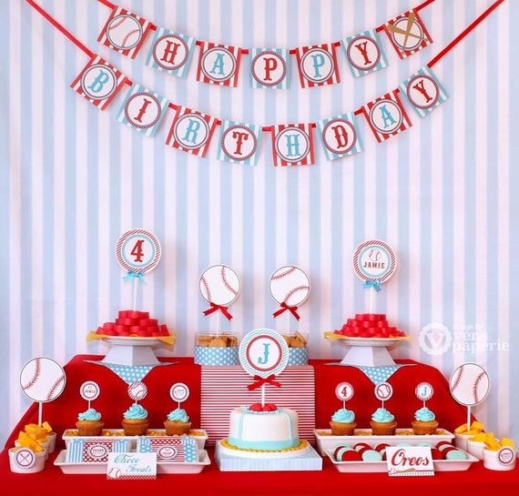 Sport Baseball Birthday Party Package Personalized FULL Collection Set  - PRINTABLE DIY - PS804CA1x