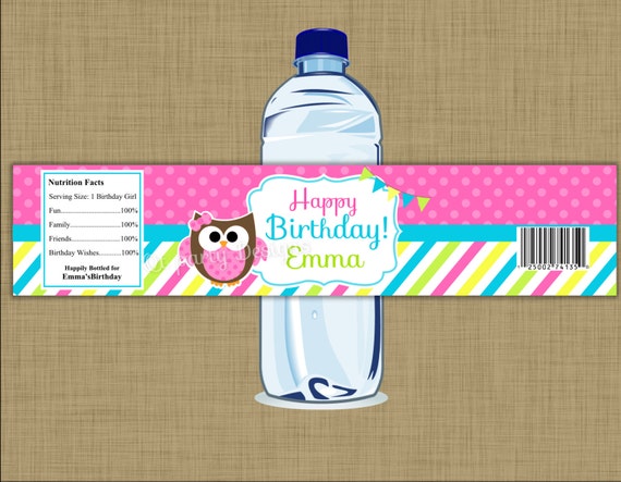 DIY Printable Owl Water Bottle Labels (DIGITAL FILE)