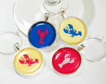 Lobster Wine Charm, Wine Glass Charms, Wine Charms, silver plated, barware, entertaining, table setting, Lobster, Seafood (2631)