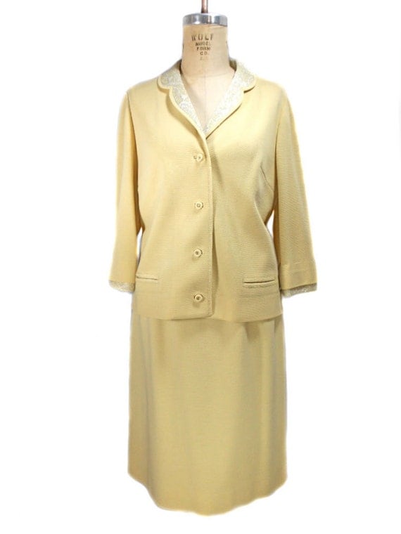 1960s Butte Knit Wool Skirt Suit / Yellow by SemiPreciousGarnetts