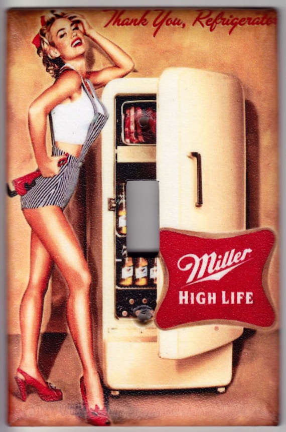 Miller High Life Beer Vintage Pin Up Girl Poster Switchplate