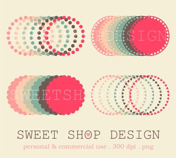 24 Clipart Borders, Circles Frames Clipart, Royalty Clipart, N01A, Instant Download Il_570xn