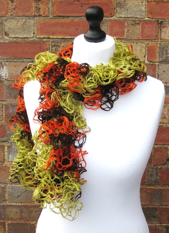 Fishnet Ruffle Scarf Knit Ruffle Scarf by LookingGlassDesigns1