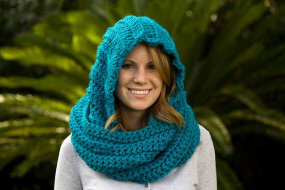 pattern scarf with crochet hooded ears by Scarf Hooded Crochet Pixie WellRavelled Blue Scarf Scoodie Teal