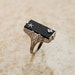 Antique 14k White Gold Black Onyx and Diamond Ring