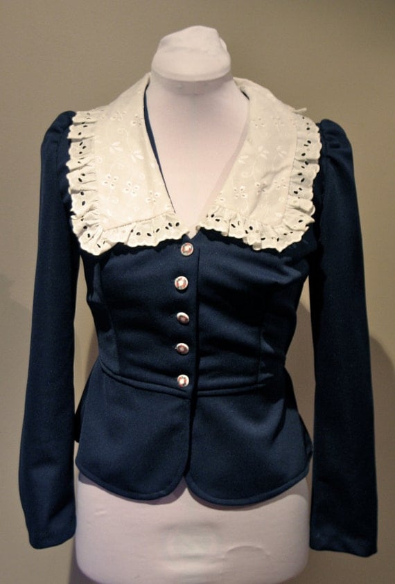 Vintage 1970s does 40s Navy Blue Jacket