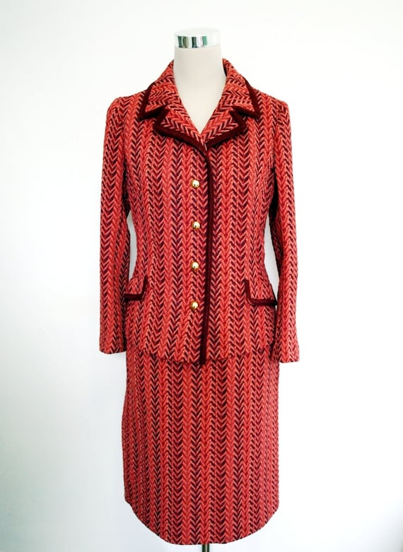 Harella 60's crimplene suit / Vintage womens suit / Skirt