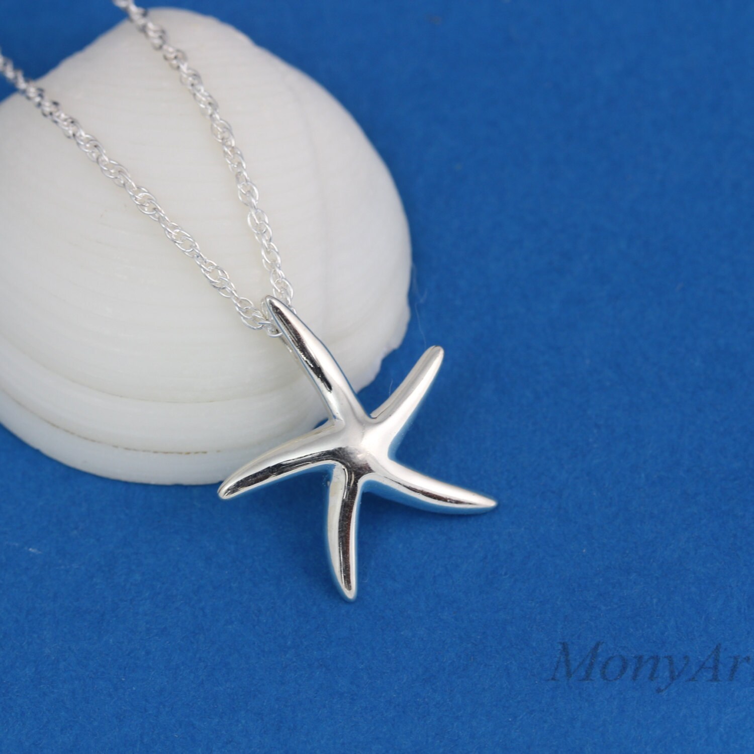 Starfish Necklace Sterling Silver Starfish Necklace by MonyArt