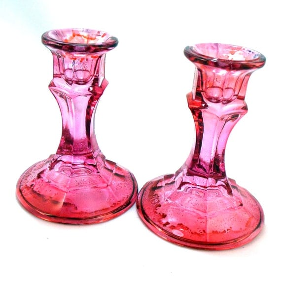 Items similar to Glass Taper Candle Holder Set on Etsy