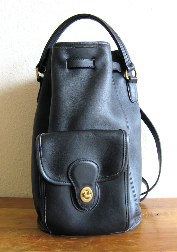 coach black leather backpack mens
