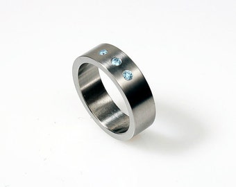 Blue diamond mens wedding ring