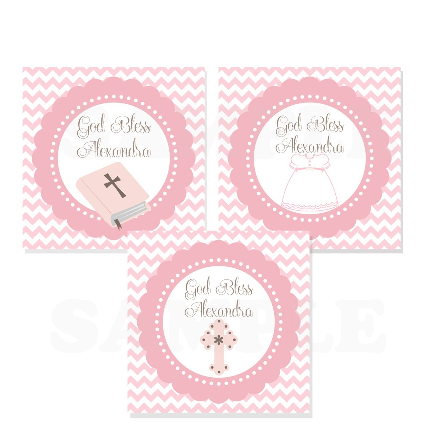 Personalized Baby Girl Baptism / Christening Favor Tags