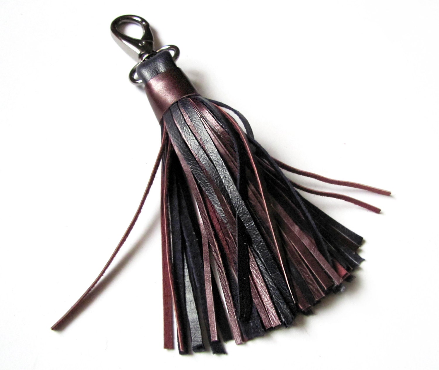 Leather Tassel Large Purple blue and Dark red by erikasleather