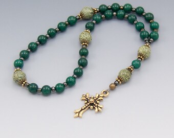 Green Anglican Prayer Beads - Christian Rosary - Pocket Prayer Beads - Item # 782