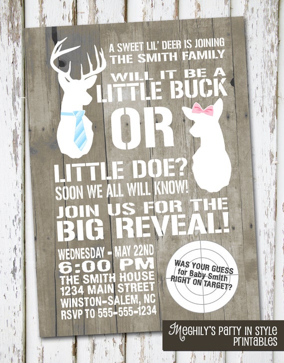 Buck Or Doe Gender Reveal Invitation By Meghilys On Etsy