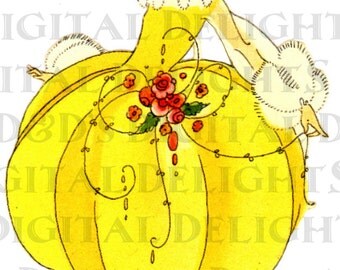 Deco Darling. Sunny Buttercup. Bright Yellow Flapper. Full Bridge Tally. VINTAGE Illustration. DIGITAL Download.