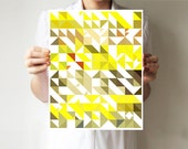 Triangles print 8"x10" or 11"x14" - Art print - Geometric - Wall decor - Tangerine - Lemon - Citrus