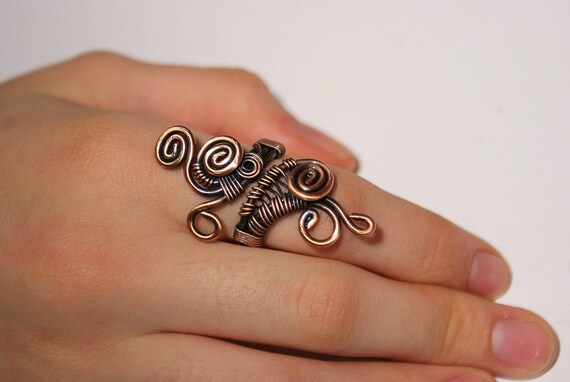 Wire Wrapped Ring-copper ring-adjustable wire wrapped copper ring -wire wrapped jewelry handmade-copper jewelry