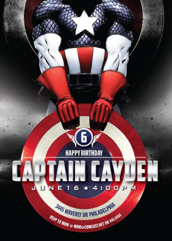 5x7 make card 5x7 America Captain Birthday Invitation