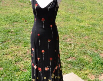 Jessica McClintock Maxi Dress | Spaghetti Strap Sundress. Floral Fit & Flare Day Dress. Boho Hippie Cocktail Party. Retro Preppy | Small. 6