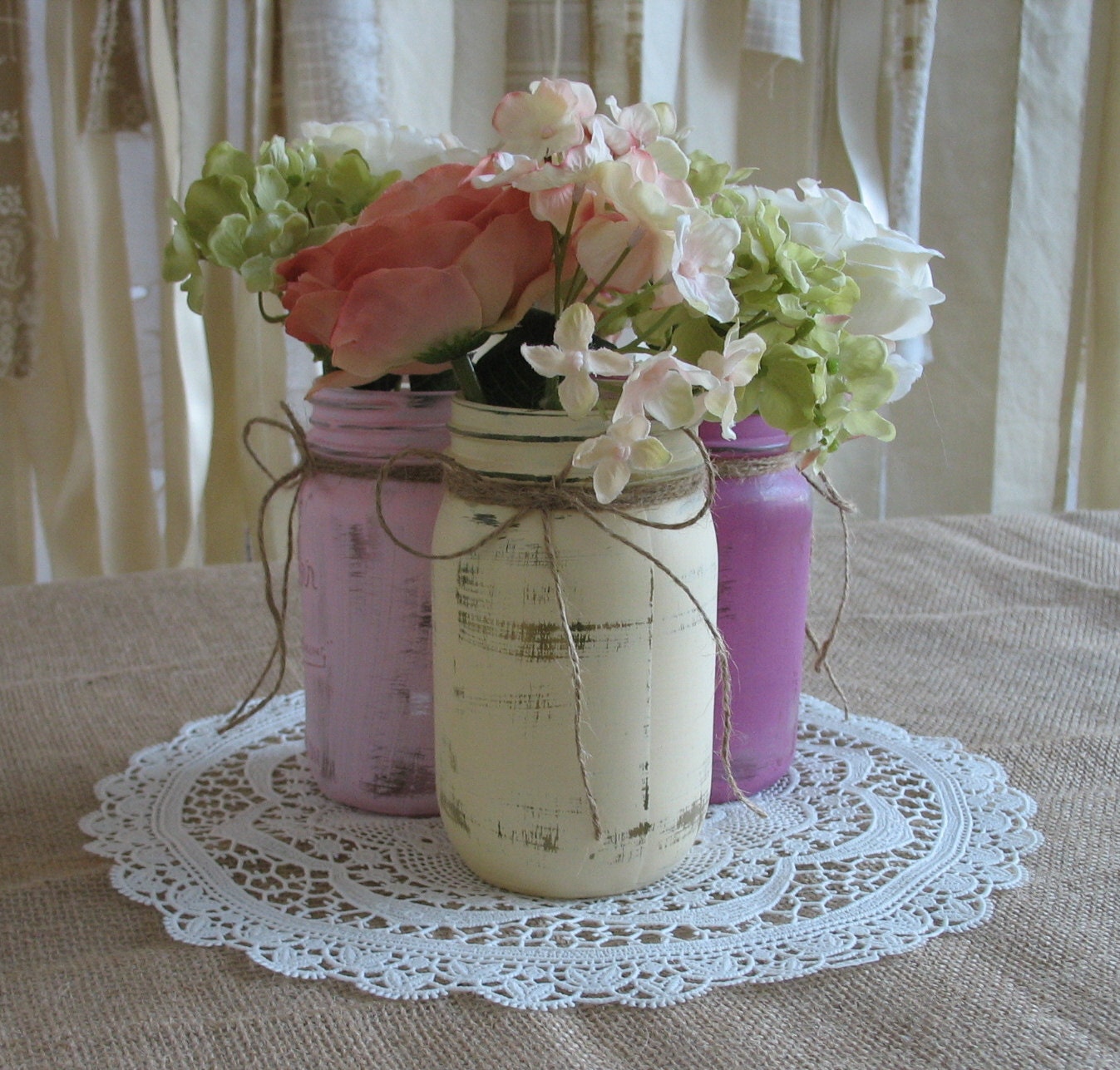 Mason Jars Ball jars Painted Mason Jars Flower Vases